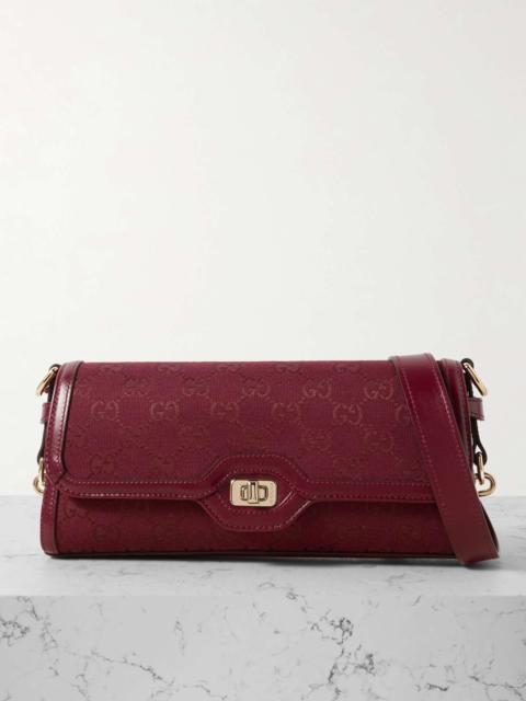 GUCCI Luce leather-trimmed canvas-jacquard shoulder bag