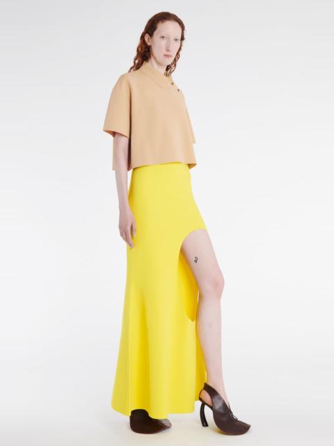 A.W.A.K.E. MODE KNITTED FLARED SKIRT WITH CUTOUT YELLOW