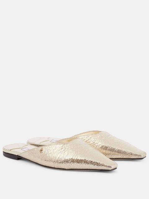 JIMMY CHOO Vivi metallic leather mules