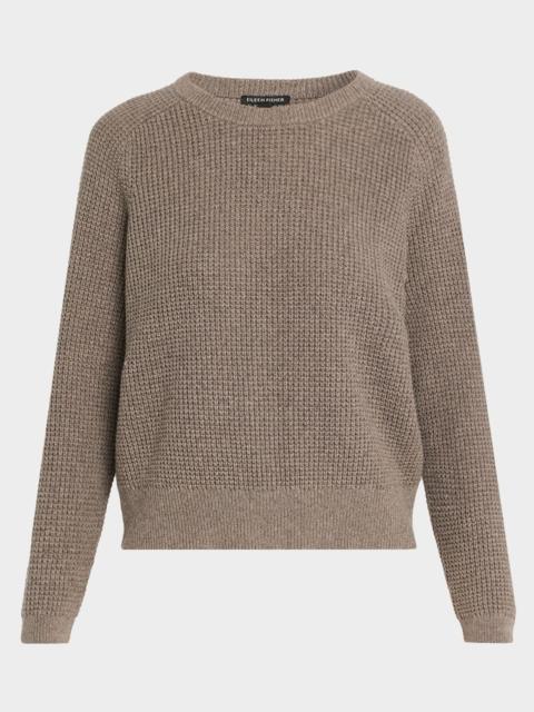 EILEEN FISHER Crewneck Cotton-Cashmere Thermal Knit Top