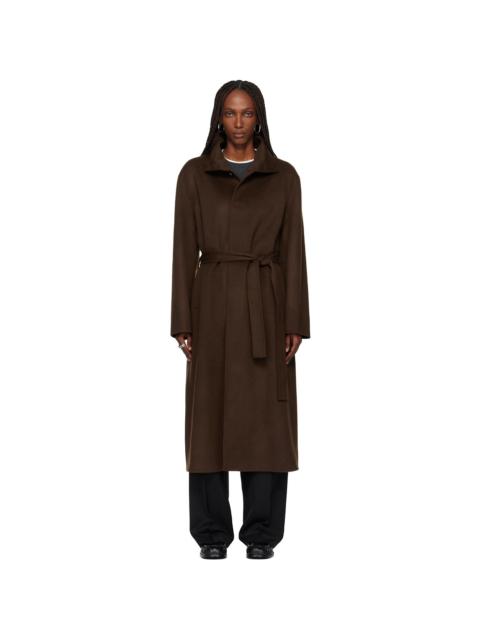 Tonywack Brown Hand-Made Wool Cashmere Stand-Collar Coat