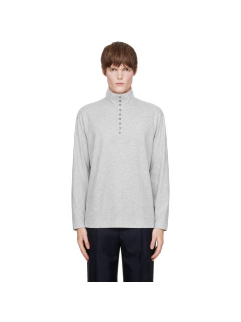 Dries Van Noten Gray Turtleneck Cotton Polo