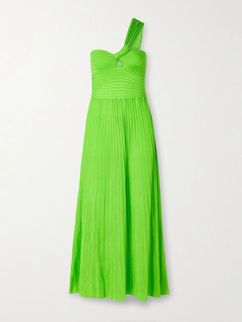 GABRIELA HEARST Altura one-shoulder ribbed silk midi dress Lime green