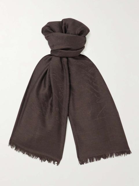 Berluti Fringed Wool and Mulberry Silk-Blend Jacquard Scarf