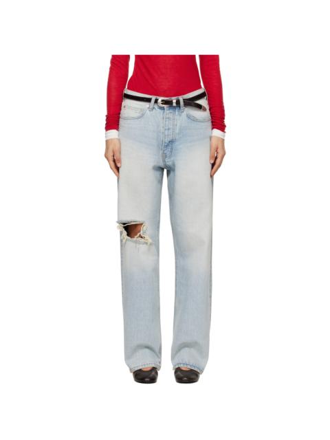 Tonywack Blue Distressed Loose Straight Jeans