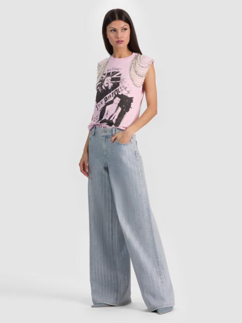 Alice + Olivia MICAH EMBELLISHED MUSCLE TANK