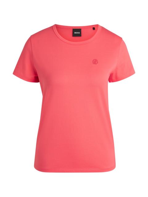 BOSS MERCERIZED-COTTON T-SHIRT WITH LOGO MOTIF