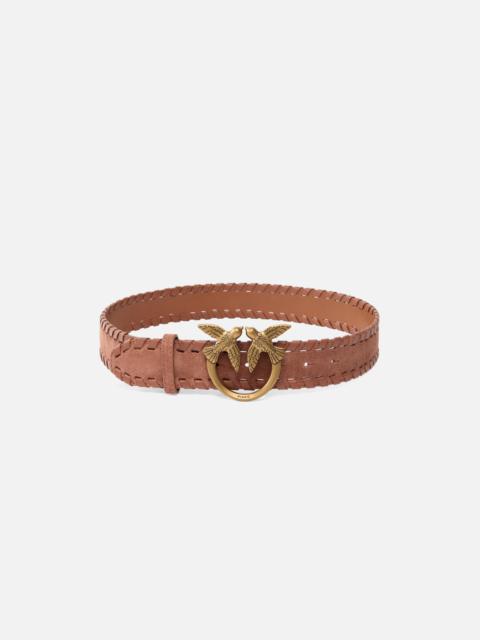 PINKO 4-CM LEATHER BELT WITH LOVE BIRDS BUCKLE