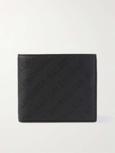 Logo-Perforated Full-Grain Leather Billfold Wallet