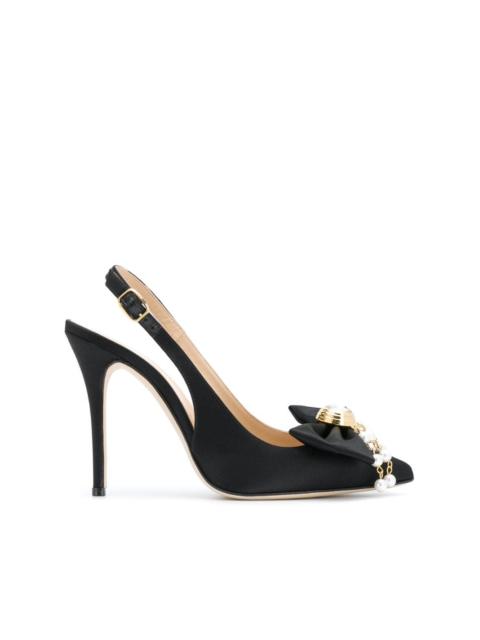 Alessandra Rich slingback bow detail pumps