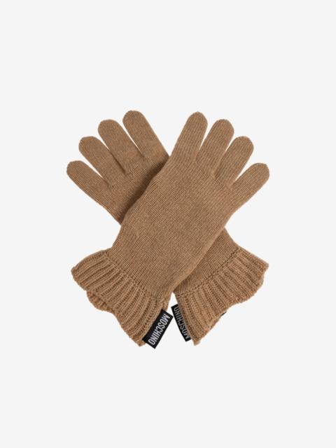 Moschino logo-patch knitted gloves