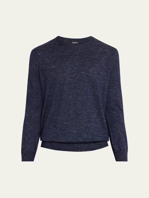 ZEGNA Men's Cashmere, Silk and Linen Crewneck Sweater