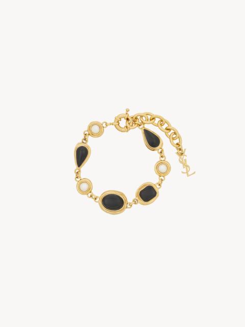 SAINT LAURENT CABOCHON BRACELET IN ENAMEL, RESIN, AND METAL
