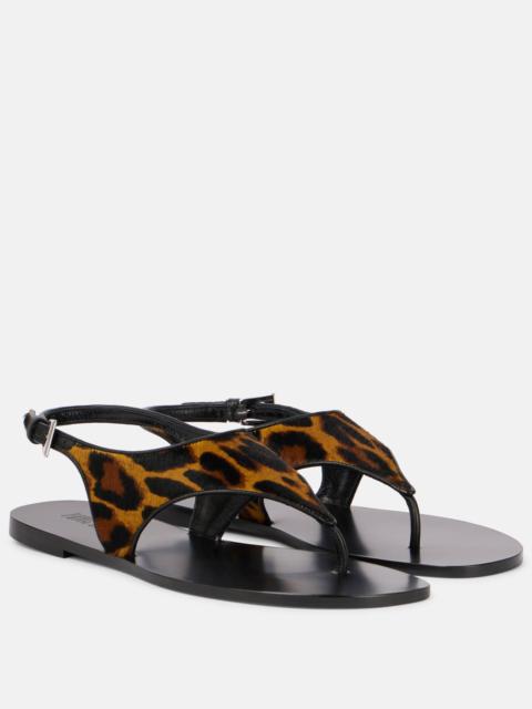 PARIS TEXAS Amalfi leopard-print calf hair thong sandals