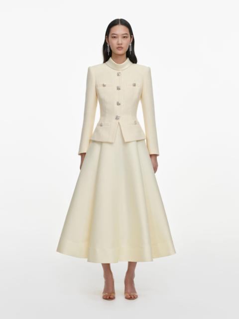 self-portrait Yellow Boucle And Taffeta Midi Dress