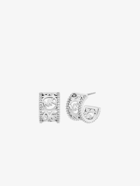 MICHAEL KORS Pavé Logo Huggie Earrings