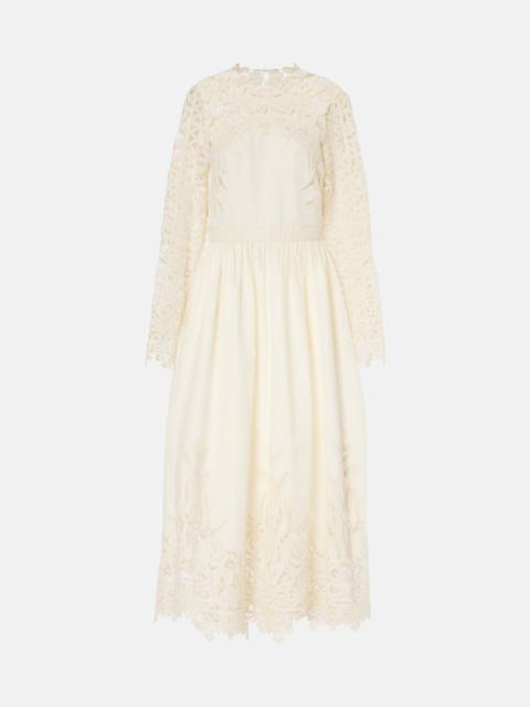 Palermo lace-trimmed cotton and silk gown