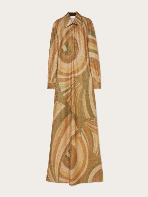 PUCCI IRIDE PRINT JERSEY LAMÉ DRESS