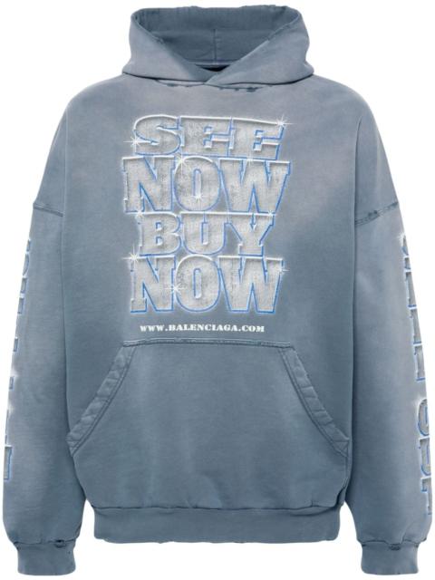 BALENCIAGA slogan-print cotton hoodie