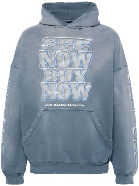 slogan-print cotton hoodie