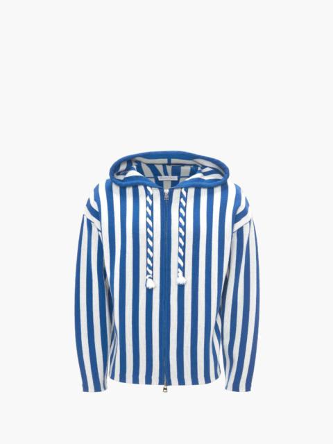JW Anderson STRIPED ZIP FRONT ANCHOR HOODIE