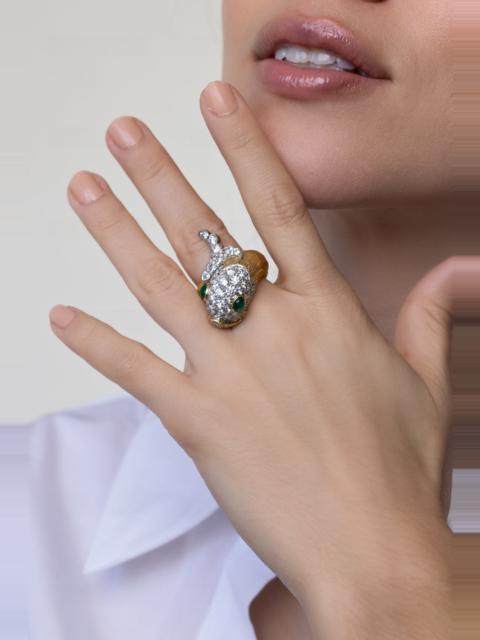 DAVID WEBB Diamond Emerald Fish Ring