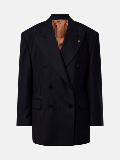 VERSACE Double-breasted oversized virgin wool blazer