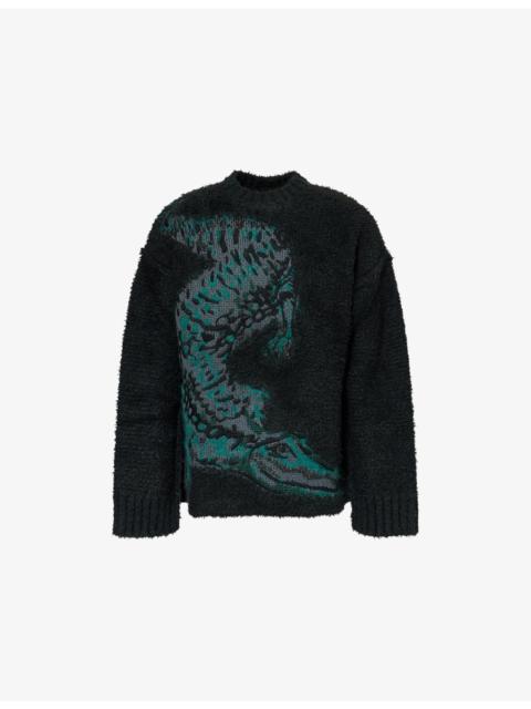 LACOSTE Big Croc Patterned Knitted Jumper
