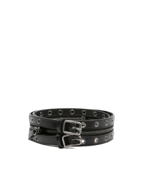R13 zip-detail leather belt