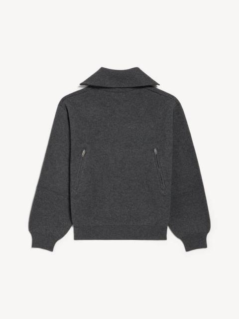 BALENCIAGA Women's Back-to-front High Neck Sweater in Dark Heather Grey