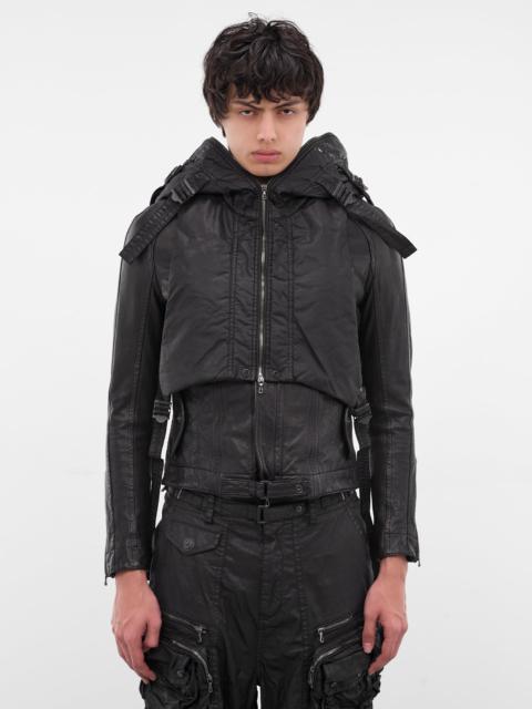 Julius Black Coated Cropped Hooded Vest