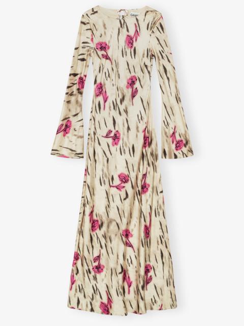 GANNI FLORAL SATIN MAXI DRESS