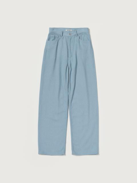 AURALEE SILK NEP DENIM 5P WIDE PANTS
