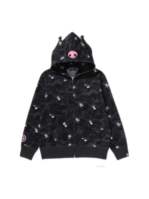 A BATHING APE® (WMNS) A Bathing Ape x Kuromi Camo Full Zip Hoodie 'Black' 1M23-215-901