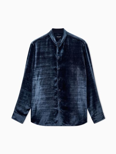 GIORGIO ARMANI SHIRT REGULAR FIT IN LIGHTWEIGHT VISCOSE AND SILK VELVET