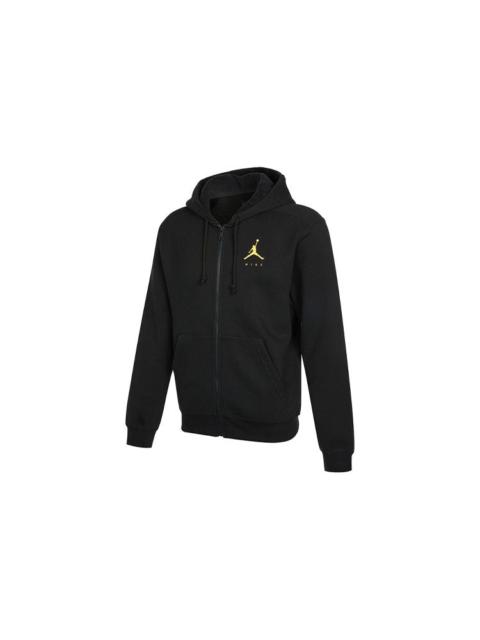Jordan Men's Air Jordan Logo Casual Fleece Lined Hooded Thicken Sports Long Sleeves Black Jacket DC9607-010
