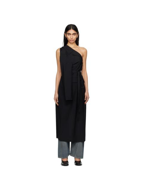 MM6 Maison Margiela Black Dual Wear Tailoring Wool Canvas Coat