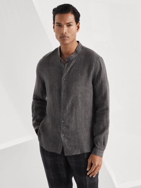 Brunello Cucinelli Linen easy fit shirt with Mandarin collar