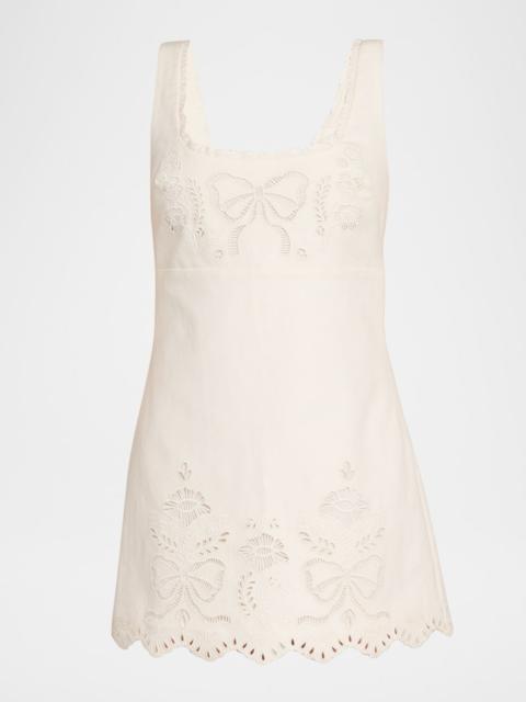LoveShackFancy Fable Embroidered Mini Dress