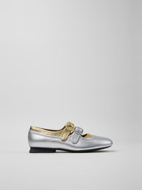CAMPER Casi Myra Gray Leather Ballerinas for Women.