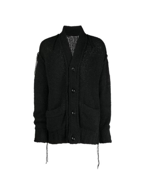 button-fastening knitted cotton cardigan