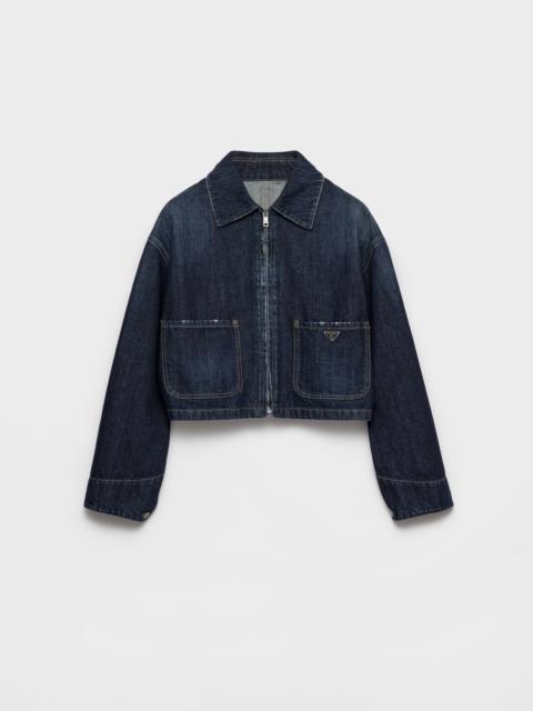 Prada Cropped denim blouson jacket