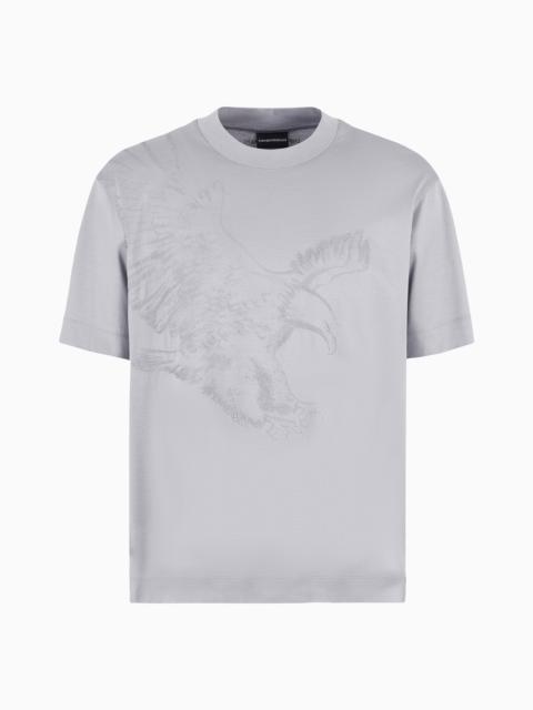 EMPORIO ARMANI ASV LYOCELL-BLEND JERSEY T-SHIRT WITH OVERSIZED EAGLE EMBROIDERY AND PRINT