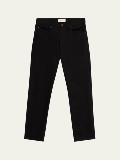 JEANERICA Men's Black Denim Tapered-Leg Jeans