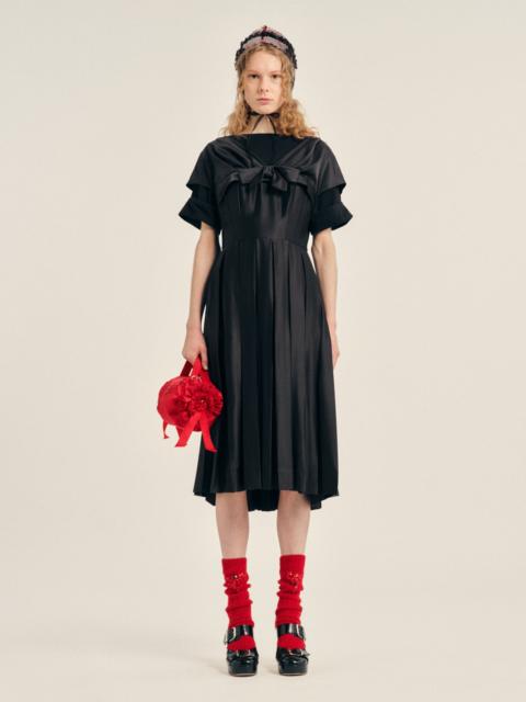 Simone Rocha Pleated Patchwork Wire Sleeve Flare Dress