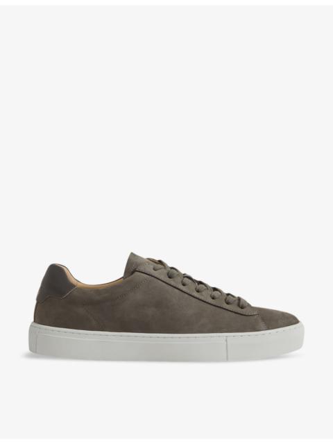 REISS Finley logo-embossed leather low-top trainers