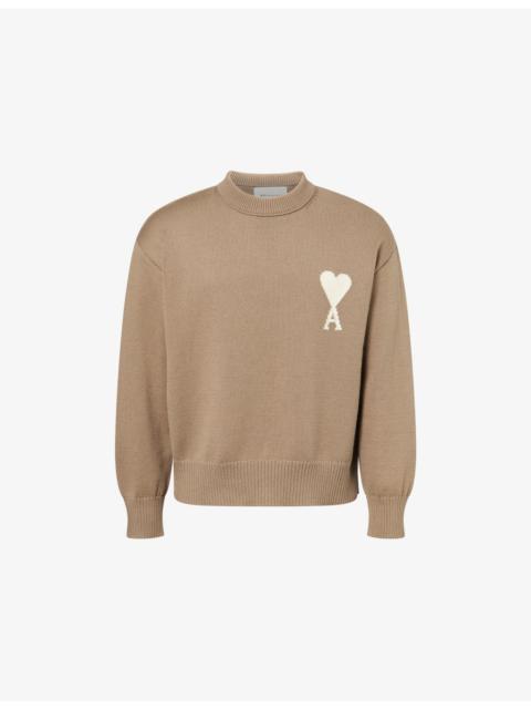 AMI Paris Ami de Coeur Intarsia Cotton-Wool Blend Knitted Jumper