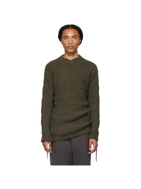 Boris Bidjan Saberi Grey Wool V-Neck Sweater