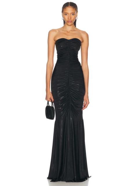 NORMA KAMALI Strapless Shirred Front Fishtail Gown