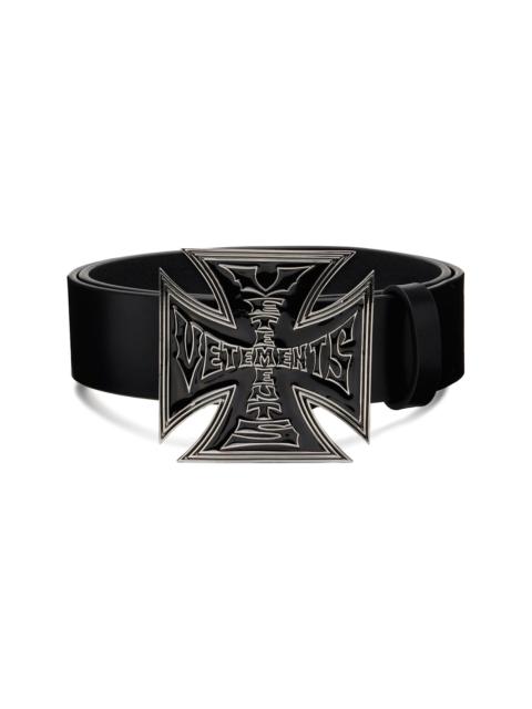VETEMENTS Black Biker Cross Logo Jumbo Belt